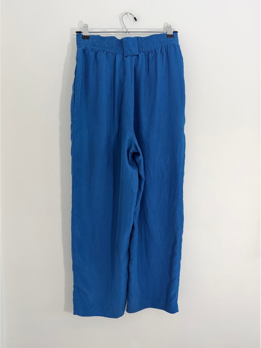 SK & Company 100% Silk Blue Wide Leg Pleated Pants Size S High Rise - Picture 4 of 9